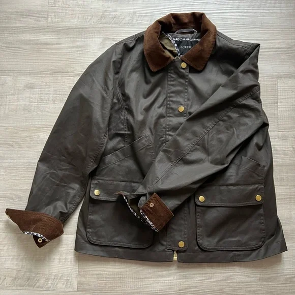 J. Crew Olive Jacket with Floral Collar - Picture 2 of 5